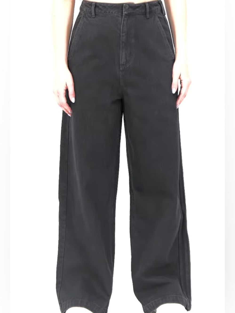 Adidas by Ksenia Schneider Women's Black Wide Leg Jeans Size 35 Price $90